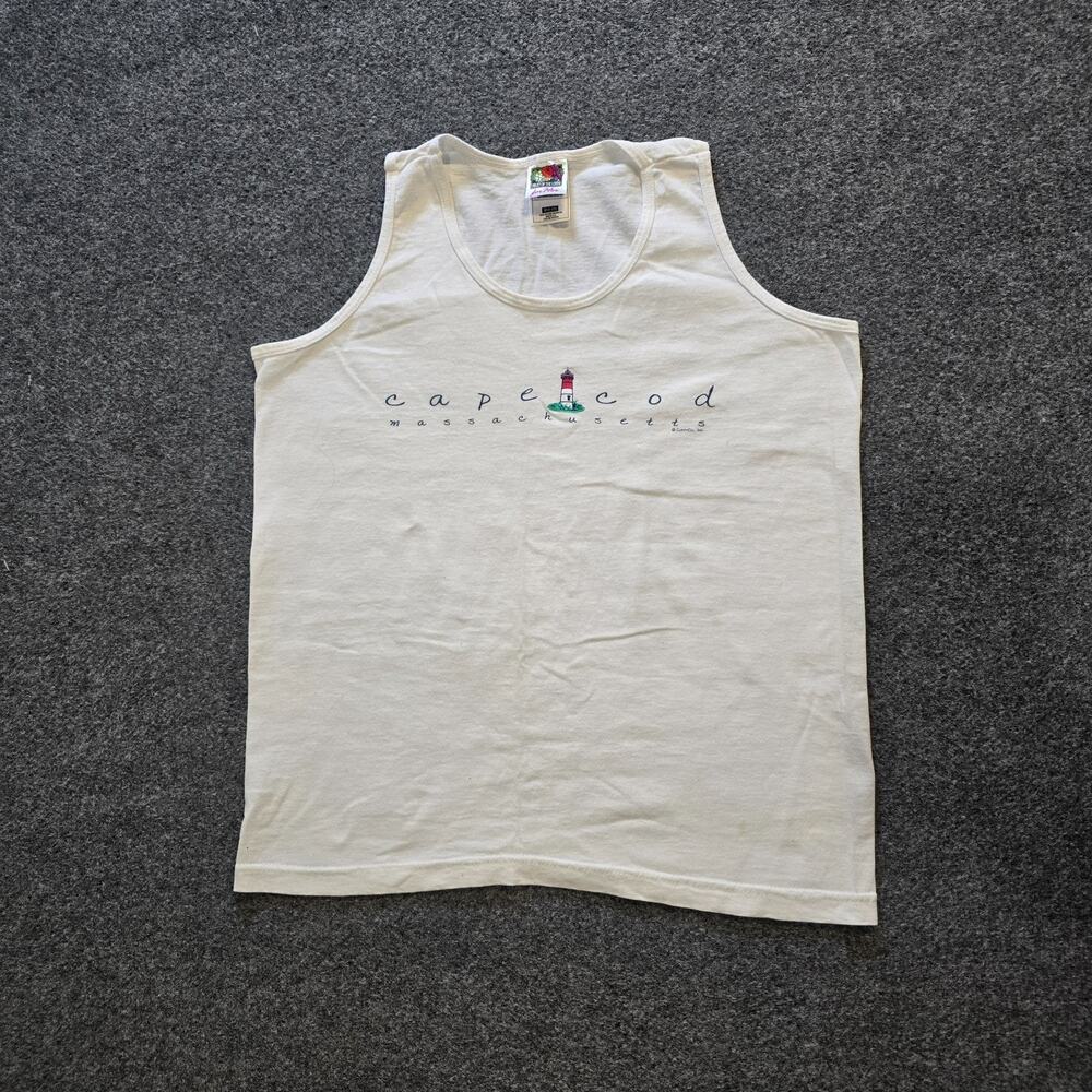 Cape Cod Tank Top Womens Size Medium White Lighthouse Massachusetts Vintage